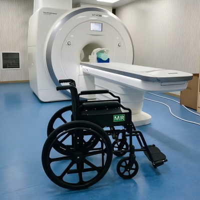 รถเข็นวีลแชร์แบบไม่ใช้แม่เหล็กแบบพับได้ MRI น้ำหนักเบาสำหรับใช้ในทางการแพทย์